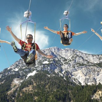 Groebming, Oesterreich (Austria), 25.04.2013: Zipline Stoderzinken.